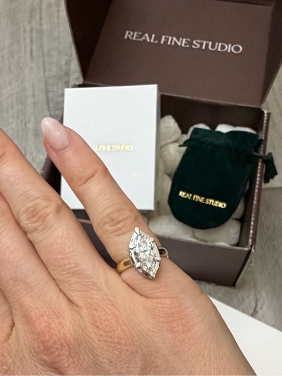 Real Fine Studio Jewelry - Real Fine Studio Mega Marquise Button Back Ring Size 3 Pinky Ring